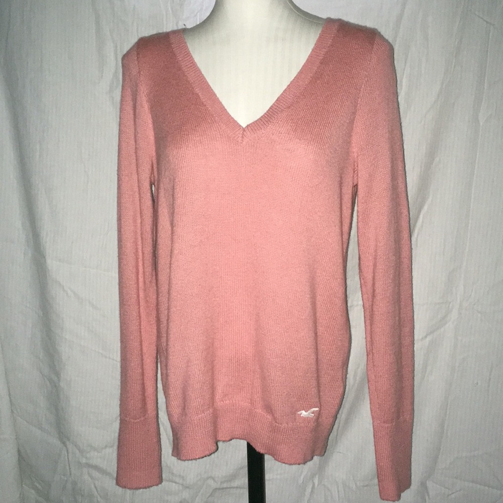 Hollister pink v-neck sweater